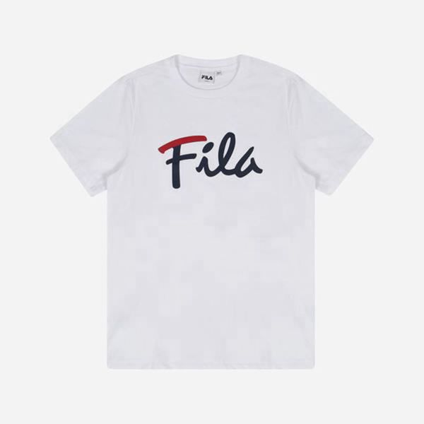 Camisetas Fila Mulher Branco - Fila Cursive Logo S/S En Portugal,BQOM-40926